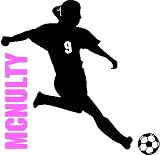 SOCCER GIRL WITH CUSTOM NAME/NUMBER....WALL ART STICKERS DECAL DECOR