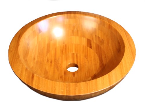 Round Bamboo Vessel Sink Top Mount