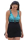 Woman Within Plus Size Empire swimsuit in a skirted style with belt by Inches Off
