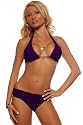 Purple Two Piece Halter Low Cut Brazilian Sexy Womens Bikini Swimsuit