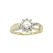 10K Yellow/White Gold 0.01 ct. Diamond and 6 x 4 MM Pearl Ring