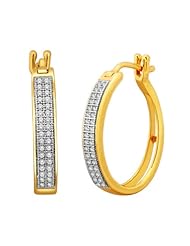 De Couer 10k Yellow Gold 0.20ct Diamond Hoop Earrings(HI, I2)