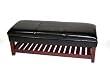 4D Concepts Large Faux Leather Bench with Lift Top, Black