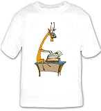 T-shirt with office, binoculars, desk, giraffe, typing by SHOPZEUS