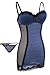 Ekouaer Sexy See-through Lingerie Mesh Chemise Pad Babydoll Bra and G-string Set