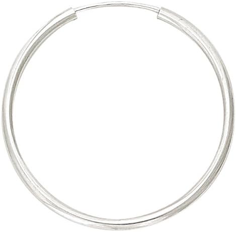 1.5 x 30mm Sterling Silver Endless Hoop Earrings, Rhodium plated