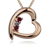 18kpl Created Red & Diamond Accent Open Heart Pendant on 18 Chain