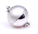 Wholesale LOT of 5 - 12mm 18K White Gold Plated Round magnetic Clasps - Half Matte & Half Shinny