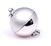 Wholesale LOT of 5 - 12mm 18K White Gold Plated Round magnetic Clasps - Half Matte & Half Shinny