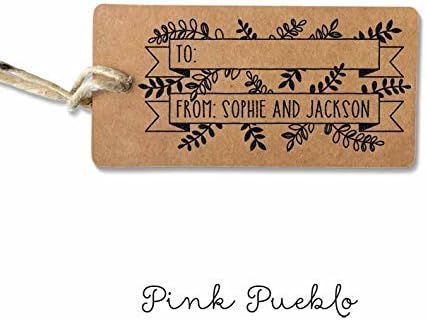 Custom To From Gift Tag or Mailing Stamp with Botanicals, Laurels, and Leaves