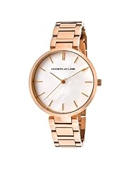 Kenneth Jay Lane Womens KJLane-1717 White Mother-Of-Pearl Dial Rose Gold Ion-Plated Stainless Steel Watch