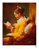 Young Girl Reading Art Poster Print by Jean-Honoré Fragonard, 9x11