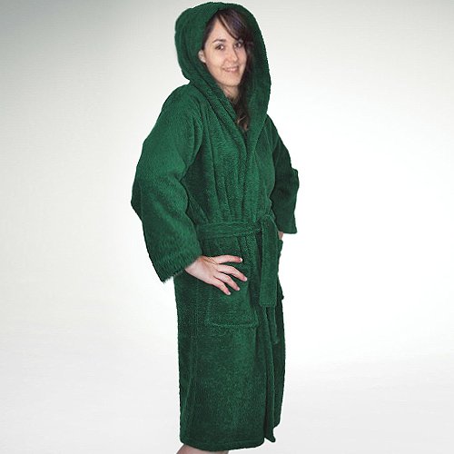 Royal Resort Collection: Luxury Hooded Robe - Terry Loop Kids Bathrobe, 100% Turkish Cotton, Color: Juicy Green, Size: (7-11 yo), UNISEX