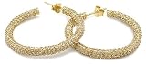 14K Gold Plated Pave Tube Huggy Earrings
