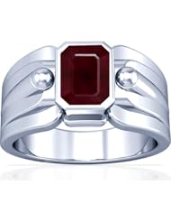 18K White Gold Emerald Cut Ruby Solitaire Ring