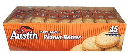 Childrens Toyshop  Gourmet Food : Austin Toasty Crackers With Peanut Butter Snack Cracker Packs 45 Count Box