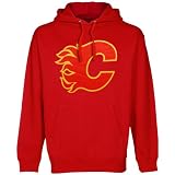 NHL Old Time Hockey Calgary Flames Red Big Primary Logo Pullover Hoodie Sweatshirt (Medium)