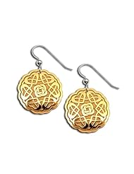 14K Yellow Gold Celtic Rosy Heart Earrings. Made in USA.