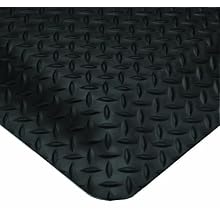 Wearwell PVC 497 Smart Diamond-Plate Medium Duty Anti-Fatigue Mat, Tapered Edges, for Dry Areas, Black