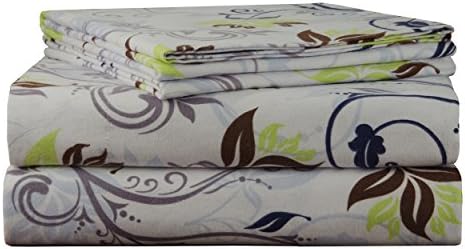 Pointehaven 170 GSM Flannel Sheet Set, Twin X-Large, Printed, Spring Ivy