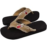 NBA Miami Heat Unisex Khaki Frayed Flip Flops (Small)