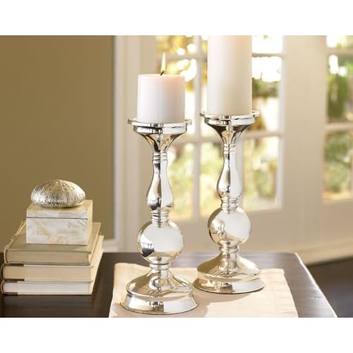 Pottery Barn Silverplated Hotel Pillar Candle Holder