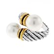 Sterling Silver Two Tone Ring with Large White Pearl - Ring Sizes: 5-9 Sterling Silver Two Tone Ring with Large White Pearl - Ring Sizes: 5-9