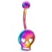 Rainbow Cute Skull w/ Heart Eyes Anodized Titanium Belly Button Ring Rainbow Cute Skull w/ Heart Eyes Anodized Titanium Belly Button Ring