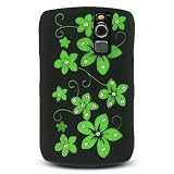 Green Flower with Diamond Rhinestone Soft Silicone Skin Gel Cover Case for Blackberry Curve 8300 8310 8320 8330