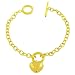 18 Karat Yellow Gold over Silver Puffed Heart Toggle Bracelet (7.5 Inch)