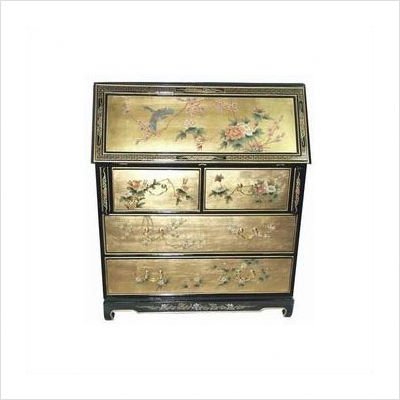 Chinese Gold Leaf Secretary Desk