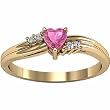 14K Yellow Gold Heart Shaped Pink Tourmaline and Diamond Ring