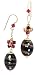 Gloden Swivel Black Lampwork Glass, Red & Topaz Swarovski Crystal Cluster, 14K G Fancy Dangle Earring (3010)