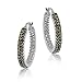 Sterling Silver 3/4 ct. TDW Champagne Diamond Two Row Hoop Earrings