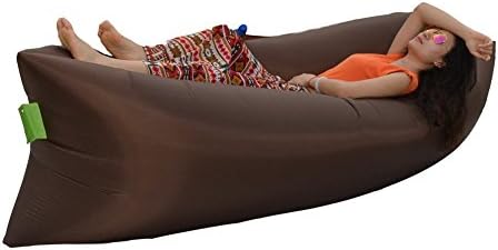 Inflatable Outdoor Air Sleep Sofa Couch Air Mattresses Bedding Portable Sleeping Lounger Bag Compression Sacks for Summer Camping Beach (Coffee)
