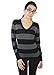Alfa Global Women's Long Sleeve V-Neck Striped Ultra Soft Knit Sweater Top