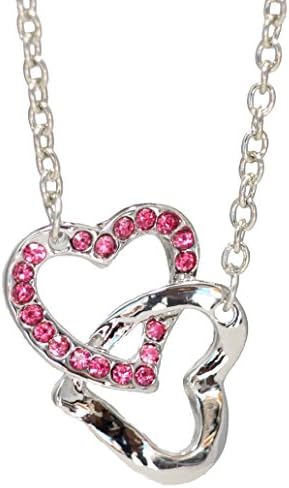 Pink Open Heart Necklace Rhinestone Choker Women's Fashion Jewelry Love and Friendship. By EG