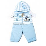 Baby Boy Fleece Waistcoat with Hood, T-shirt and Trousers Set (Blue)