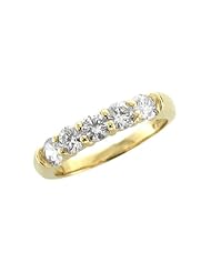 14k Yellow Gold 5 Stone Diamond Ring Band (HI, SI3-I1, 1.00 carat)