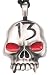 Lucky 13 Red Eyes Skull Pewter Pendant Necklace