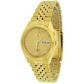 Orient Men's Automatic Self-Winding Gold Tone with 12 Diamonds Watch Model BEM6R001C9