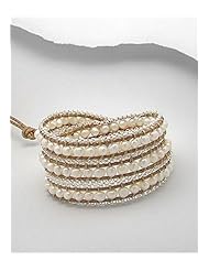 Brown Cotton Fresh Water Pearls Bracelet In White Base