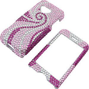 Rhinestones Shield Protector Case for HTC T-Mobile G1, Swirl Pink & White Full Diamond Full Diamond