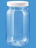 (Pack of 6) 16 Oz. Crystal Clear Plastic PET Round Wide-mouth Jars with White Caps