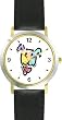 Multicolor Dog - WATCHBUDDY&reg; DELUXE TWO-TONE THEME WATCH - Arabic Numbers - Black Leather Strap-Size-Large ( Men's Size or Jumbo Women's Size )