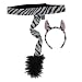 Kids Plush Zebra Headband Ears & Tail Jungle Safari Dressup Costume Set
