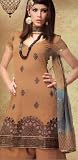 Light Brown Faux Crepe Indian Designer Salwar Kameez Unstitched Dress Material and Dupatta