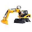 Bruder Toys Mack Dump Truck, CAT Small Wheeled Excavator, CAT Skid Steer Loader and Plow Blade Combo