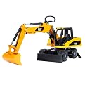 Bruder Toys Mack Dump Truck, CAT Small Wheeled Excavator, CAT Skid Steer Loader and Plow Blade Combo