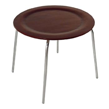 Premier Housewares Table basse ronde Pieds chromés Acajou courbé 42 x 50 x 50 cm (Import Grande Bretagne)